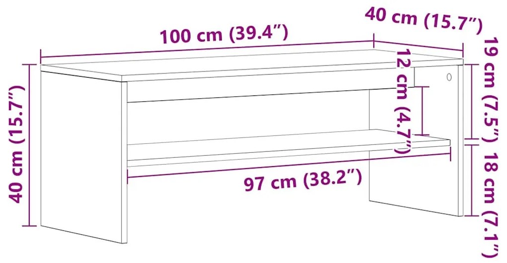 fekete forgácslap TV-szekrény 100 x 40 x 40 cm