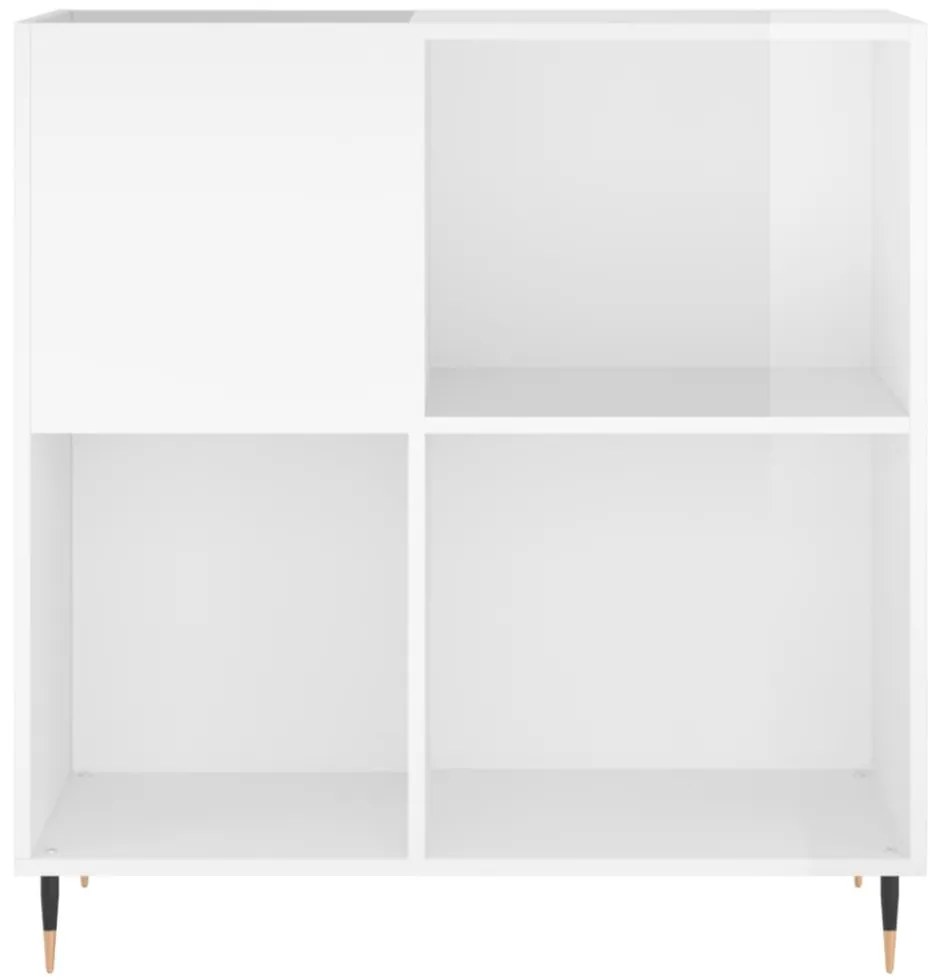 magasfényű fehér szerelt fa hanglemezszekrény 84,5 x 38 x 89 cm