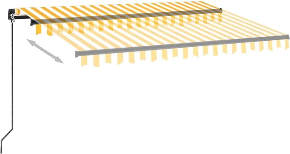 Sárga és fehér kézzel kihúzható napellenző 350 x 250 cm