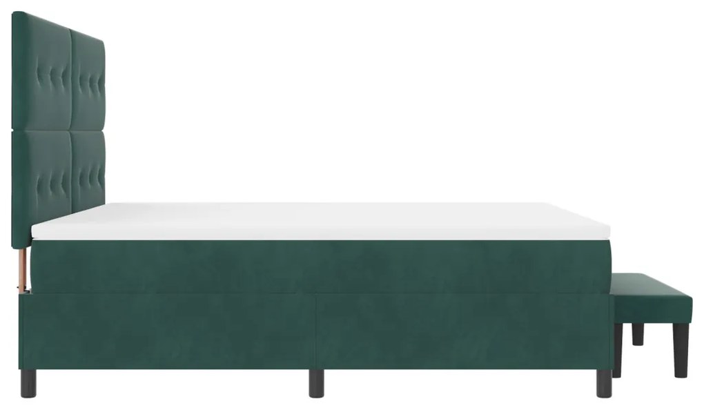 Box spring ágy matraccal és paddal, sötét zöld, 180x200 cm, bársony
