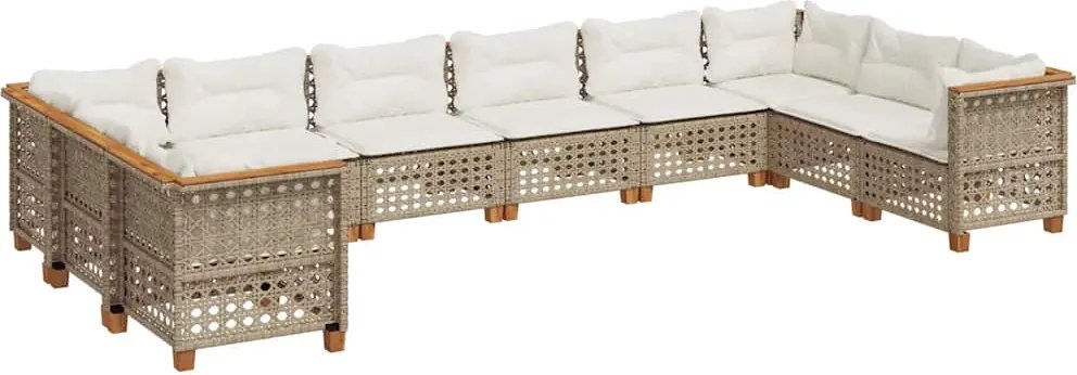 vidaXL 10 részes bézs polyrattan kerti ülőgarnitúra párnával