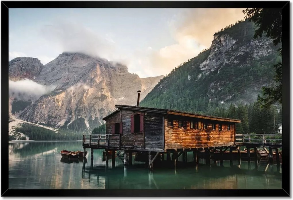 Poszterek keretben 60x40 Hegyi kikötő Csónakok