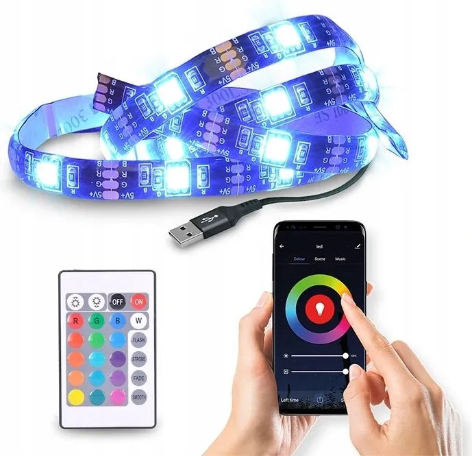 Led Wifi smart Rgb szalag TV-hez, 4x50cm, Usb