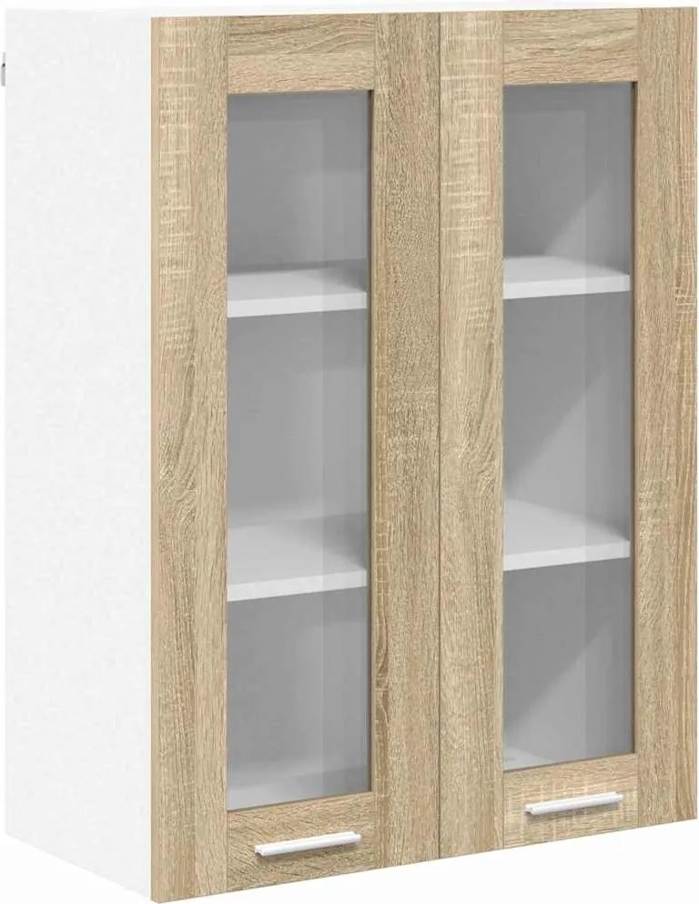 vidaXL Függő szekrény tárolóval Sonoma tölgy 60 x 31 x 80 cm Faanyag