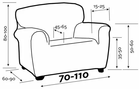 IRPIN multielasztikus fotelhuzat szürke, 70-110cm, 70 - 110 cm