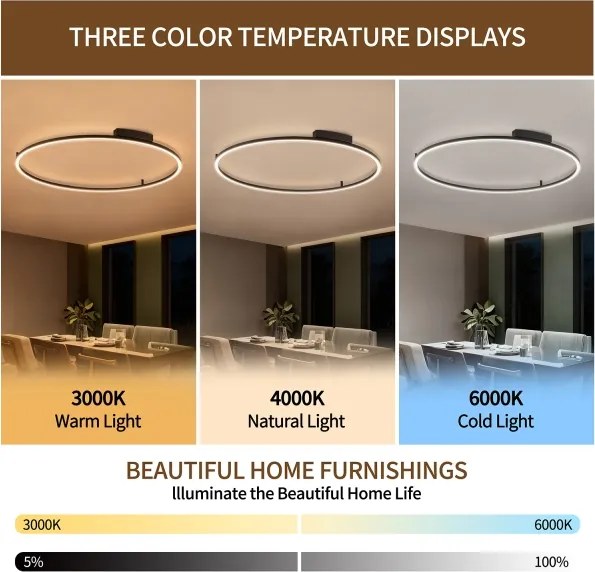 Brilagi - PORTOFINO LED dimmelhető lámpatest, 85W/230V, átm. 120 cm, fekete + távirányító