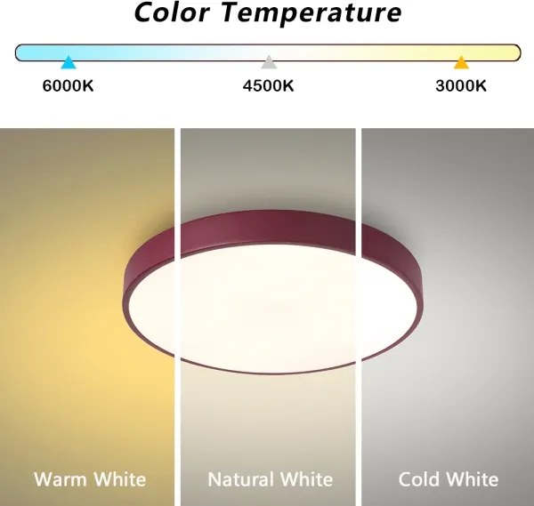 Brilagi-LED POOL mennyezeti lámpatest LED/48W/230V 3000/4000/6000K 40 cm bordó