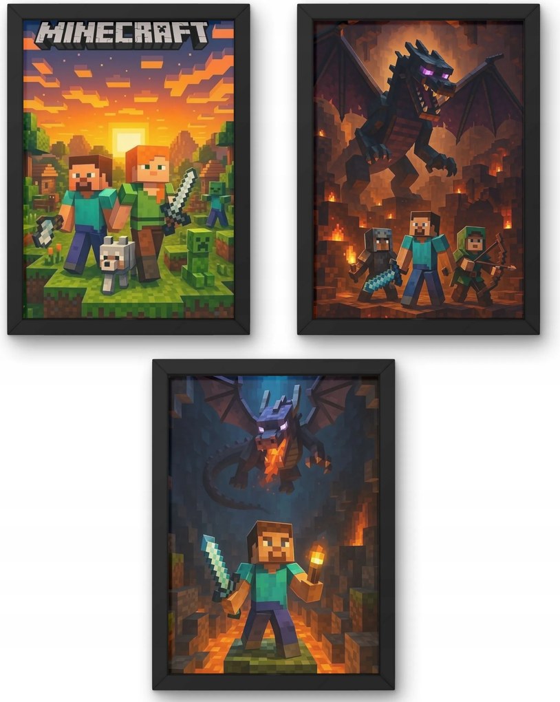 Három darabos Minecraft poszter szett A4-es méretben