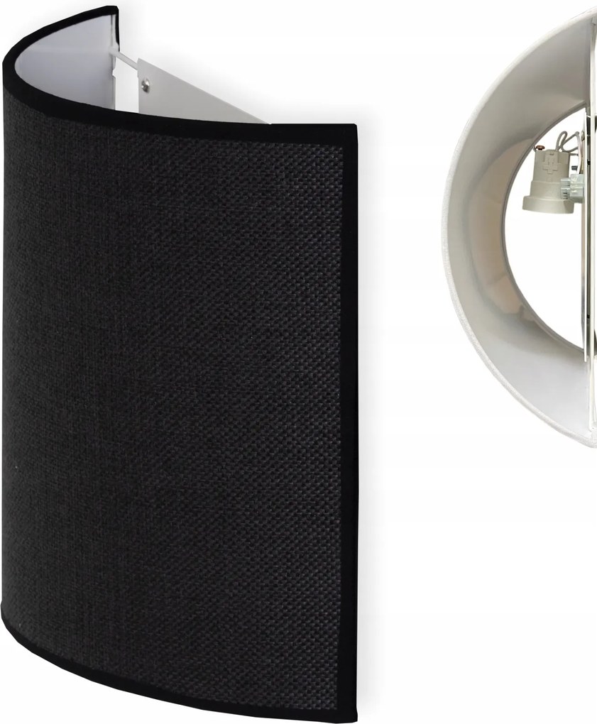 Modern fali lámpa Lenvászon fekete beltéri Led lámpabúra 25 cm