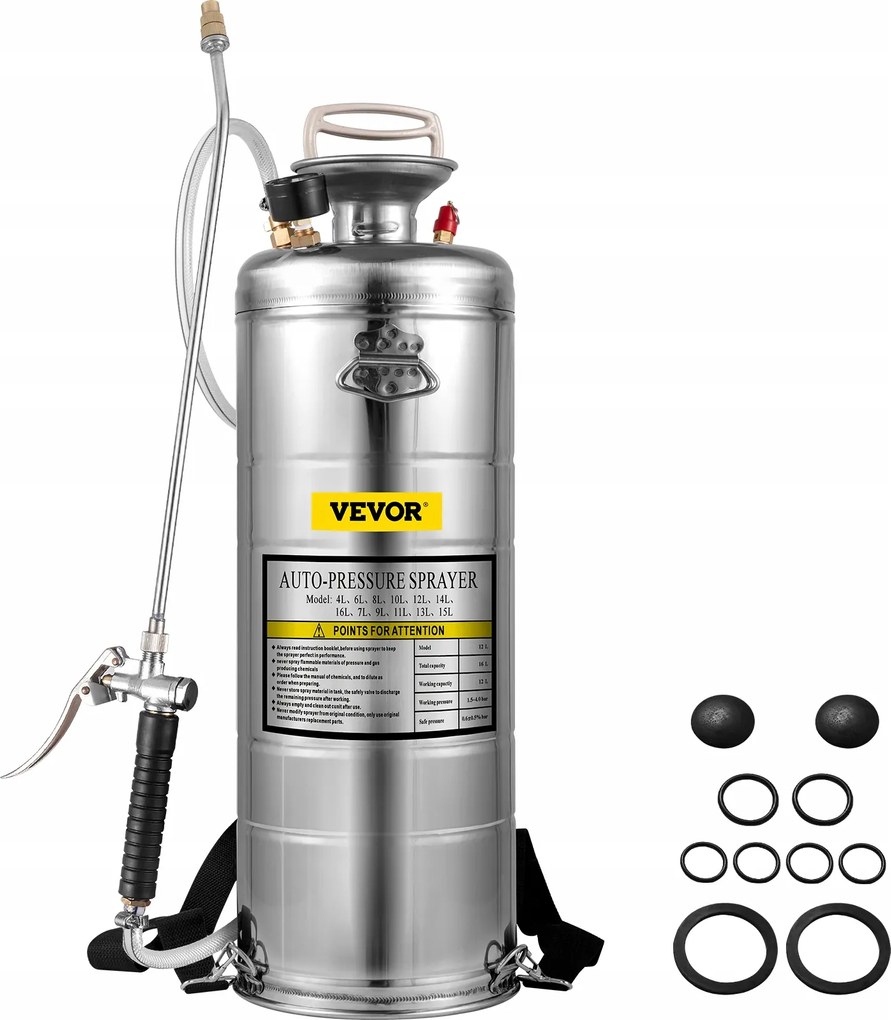 Nyomáspermetező rozsdamentes acél 10 L