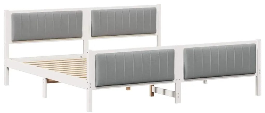 Ágykeret Fehér és világosszürke 200 x 200 cm Tömör fenyőfa