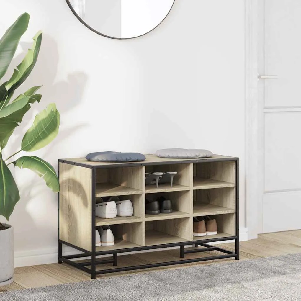 cipőpad Sonoma tölgy 84x40x53,5 cm Gépelt fa és fém