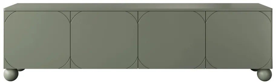Sonatia II négyajtós TV szekrény - 200 cm - gömb lábakon - oliva színű