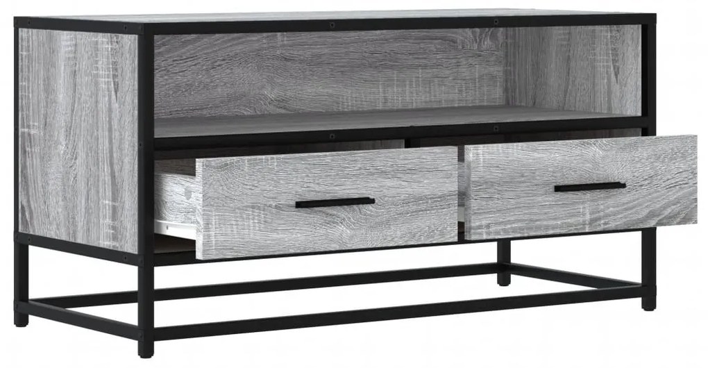 szürke sonoma színű szerelt fa és fém TV-szekrény 80x34,5x40 cm