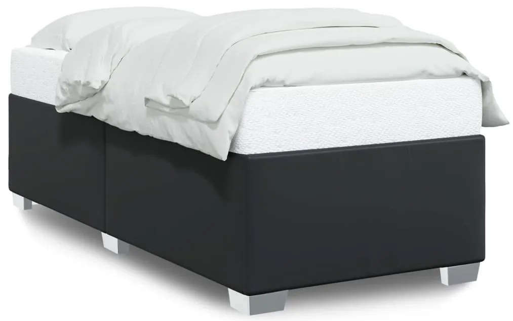 fekete műbőr ágykeret 90x190 cm