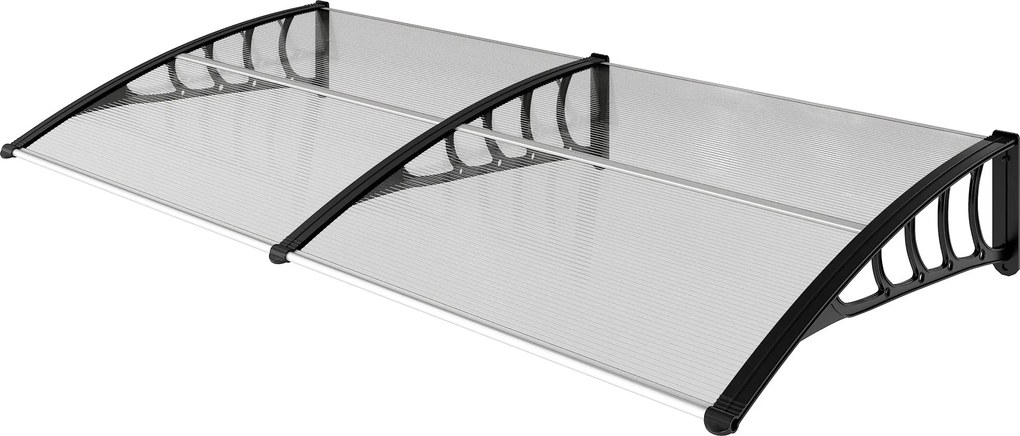 Outsunny Védő Napernyő 200x96x27 cm Külső Karám Ajtókhoz és Ablakokhoz Nap és Eső Ellen PP Polikarbonát Átlátszó Támogatással | Aosom
