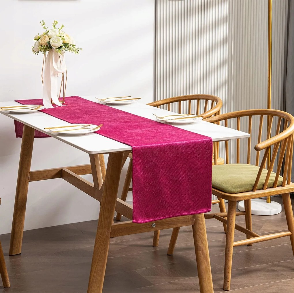 Asztalterítő len utánzat 35 x 240 cm. Fukszia