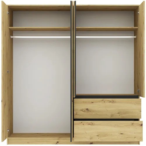 BASIT Gardrób Szekrény Tölgy Színben 195 cm