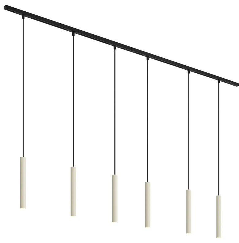 Modern sínrendszer 6 függőlámpa beépítéssel bézs és fekete színben 1 fázisú - Slimline Keno