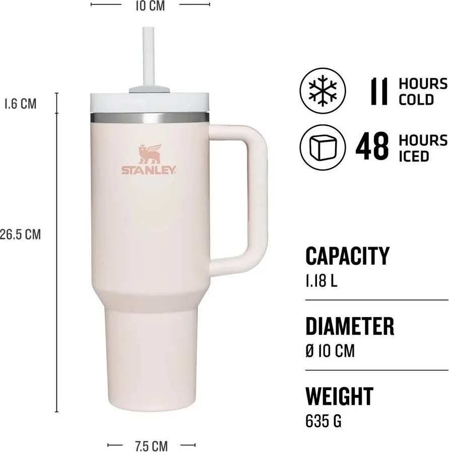 Fekete rozsdamentes acél termosz szívószállal 1,18 l Quencher H2.0 FlowState Tumbler Black – Stanley