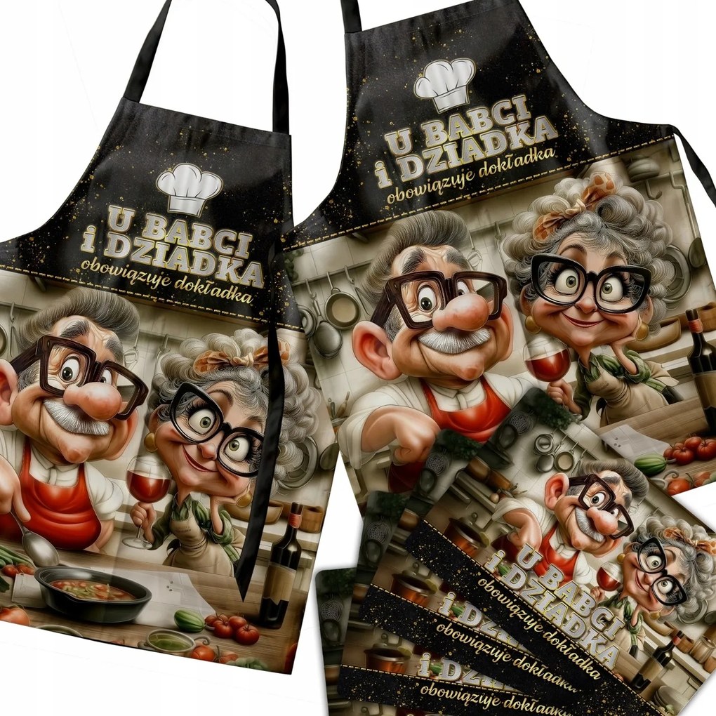 Konyhai Kötény Szett Nagymama És Nagypapa Alátét Ajándék