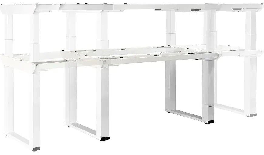 OfficeTech Strong állítható magasságú asztal 180 x 80 cm, fehér alap, dió