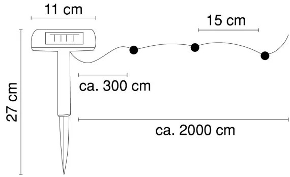 Globo 33700-120 - LED Napelemes lánc 20 m 120xLED/2,4V IP44