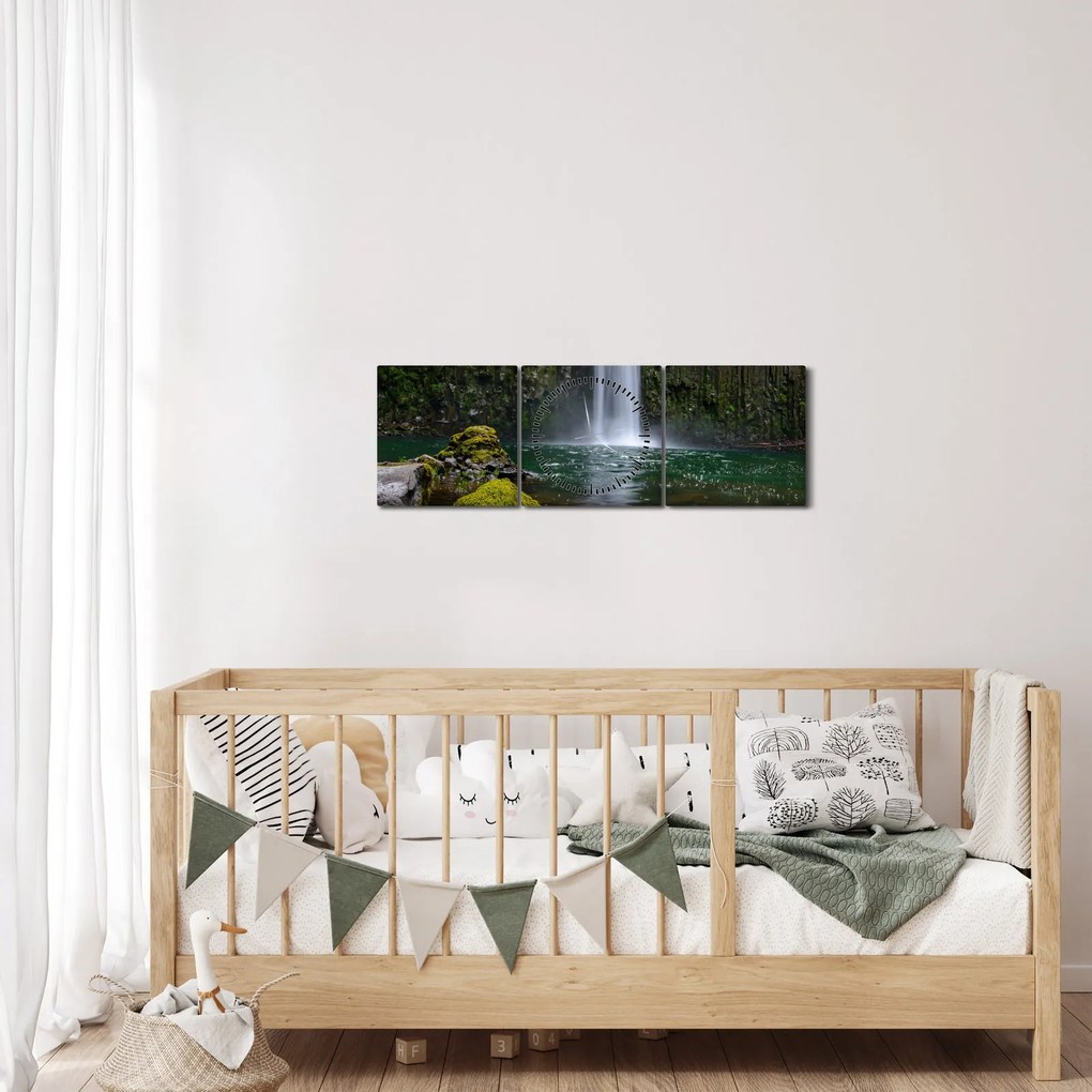 Vízesések képe (órával) (90x30 cm)