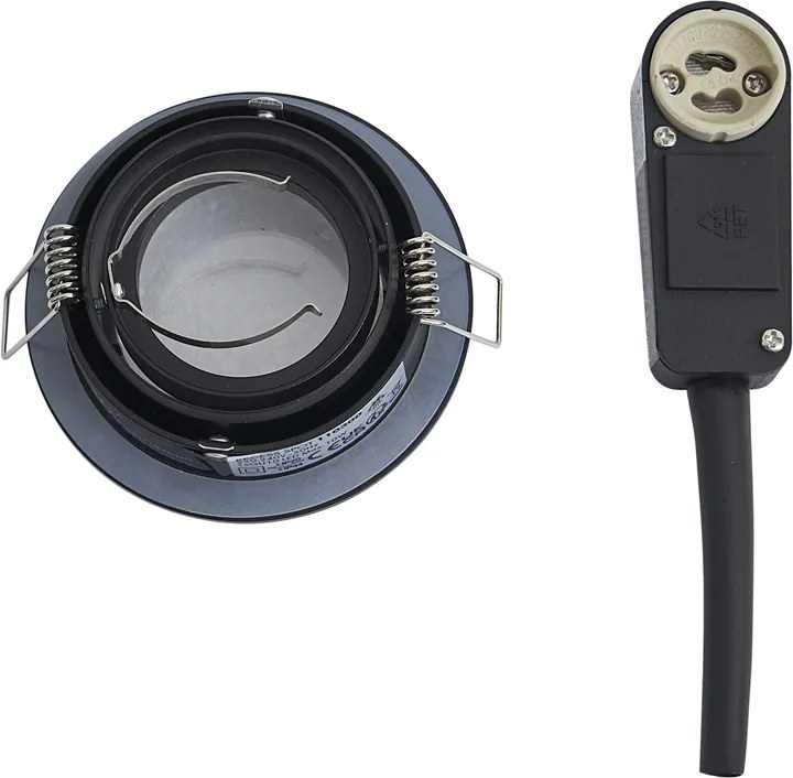 6 darabos modern süllyesztett spotlámpa készlet fekete, forgatható és dönthető IP44 - Chuck