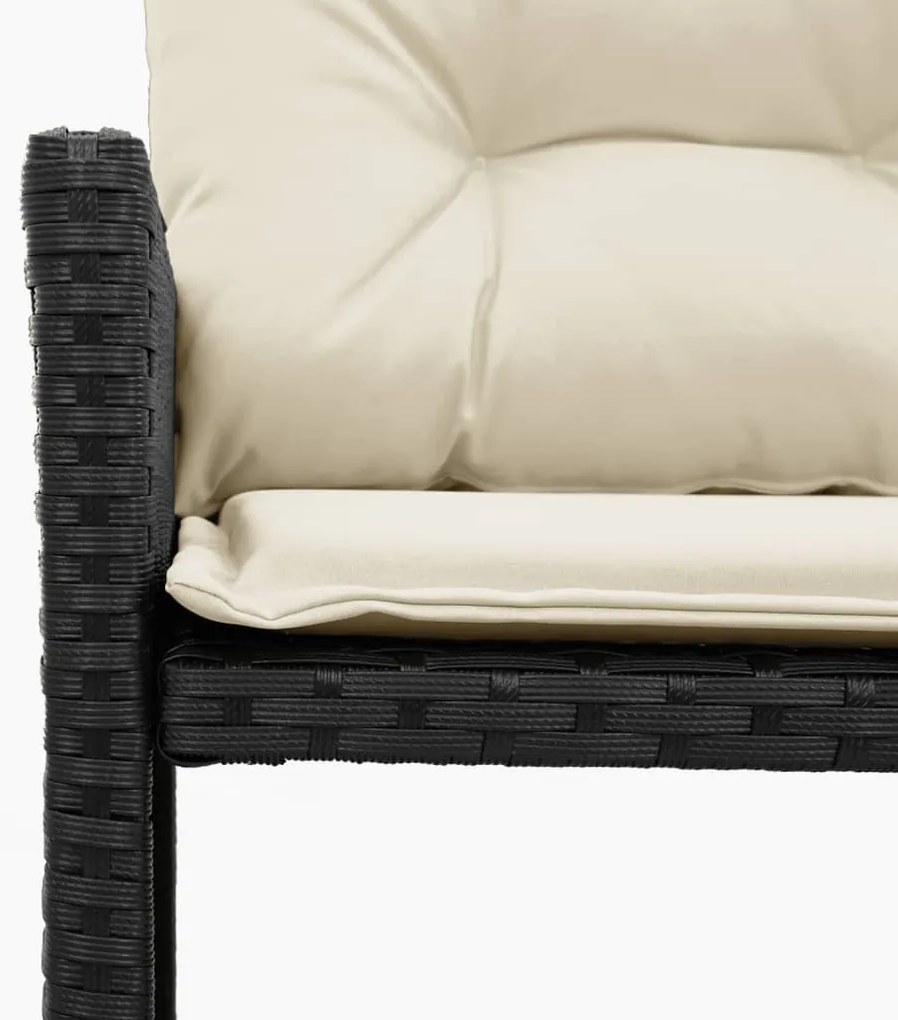 vidaXL L-alakú fekete polyrattan kerti kanapé asztallal és párnával