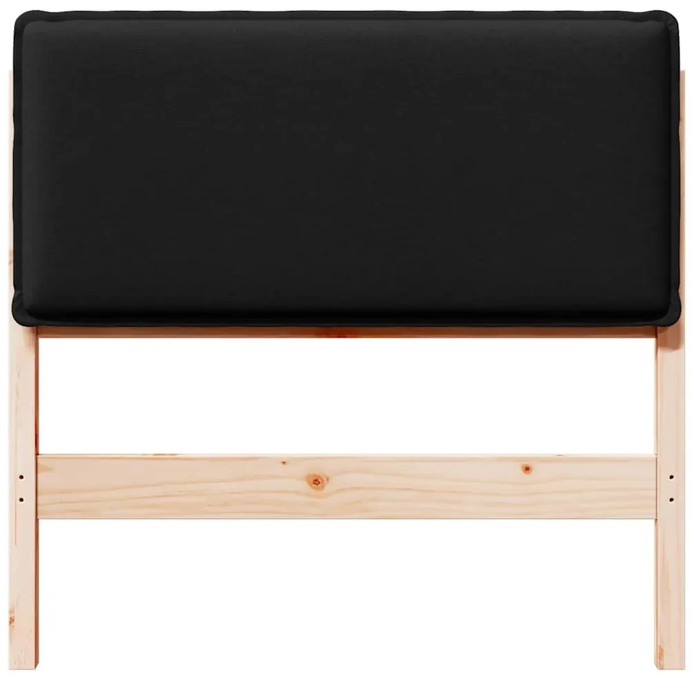 Kárpitozott fejtámla Természetes és fekete 90 cm Tömör fenyőfa