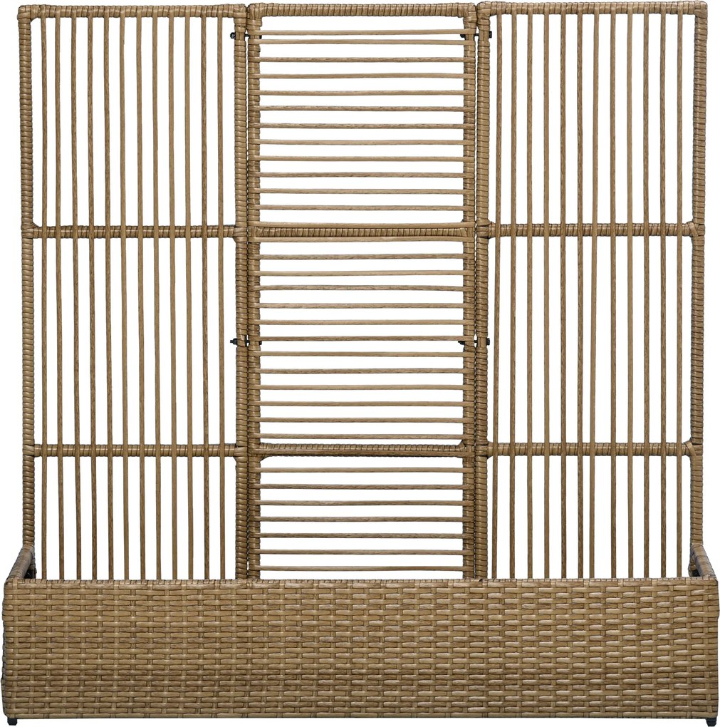 Outsunny Magas Kertágy Trellis-szel Rattan Hatású Virágtartó, Mászó Növényeknek, Virágágyás, Kert, Erkély, 103 x 103 x 29 cm Homok | Aosom