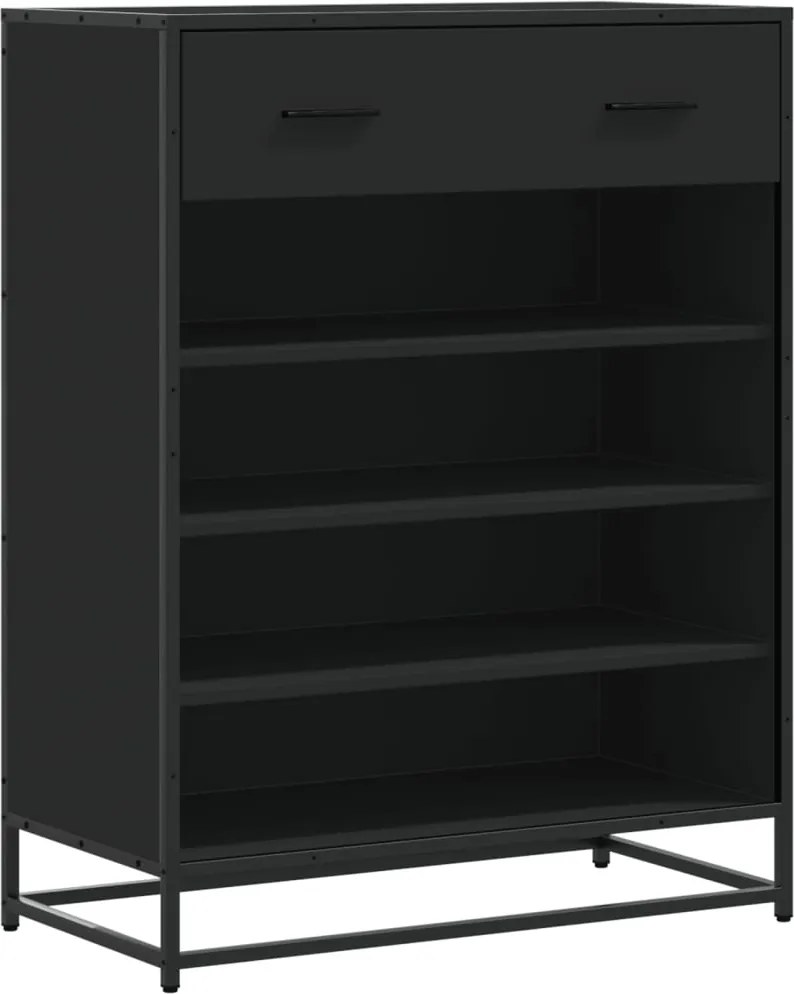 vidaXL fekete szerelt fa és fém cipőszekrény 75 x 38 x 97,5 cm