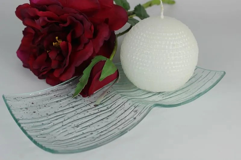 Üveg dekor alátét, 2 gyertyához 23cm