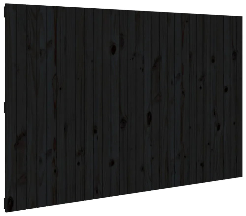 fekete tömör fenyőfa fali fejtámla 185 x 3 x 110 cm