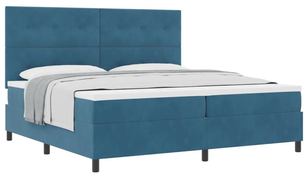 Boxspring Ágy Matracokkal Sötétkék 200x200 cm Bársonyos