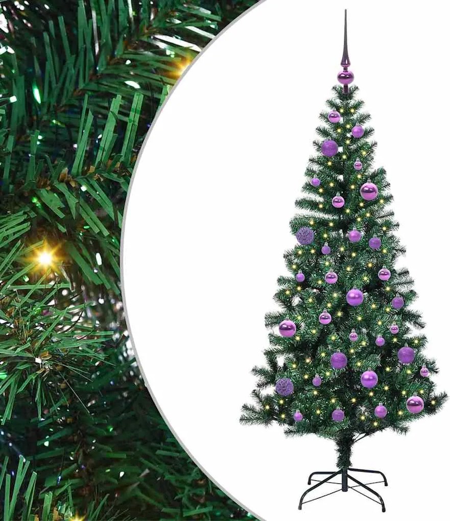 vidaXL Mesterséges, előre világított karácsonyi fa Zöld 150 cm
