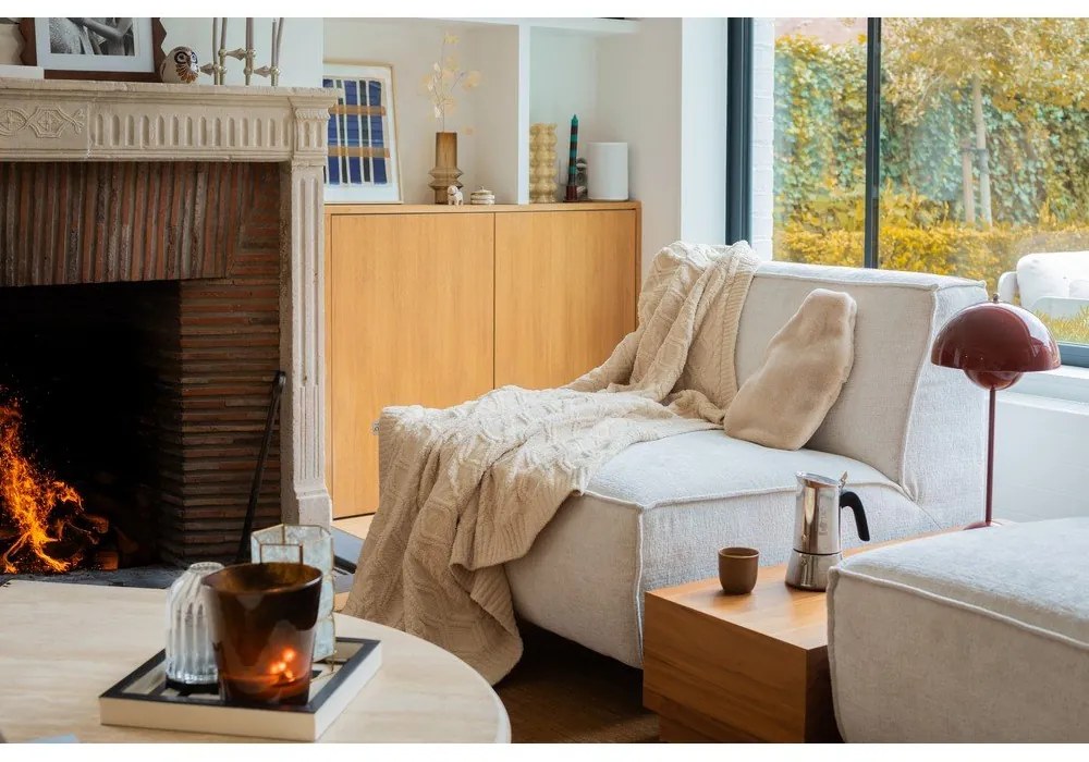 Elefántcsont színű mikroplüss takaró 130x170 cm Aspen – Tiseco Home Studio