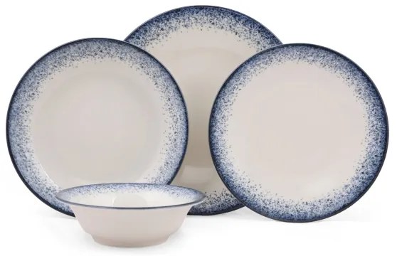 24 részes étkészlet fehér/kék/porcelán