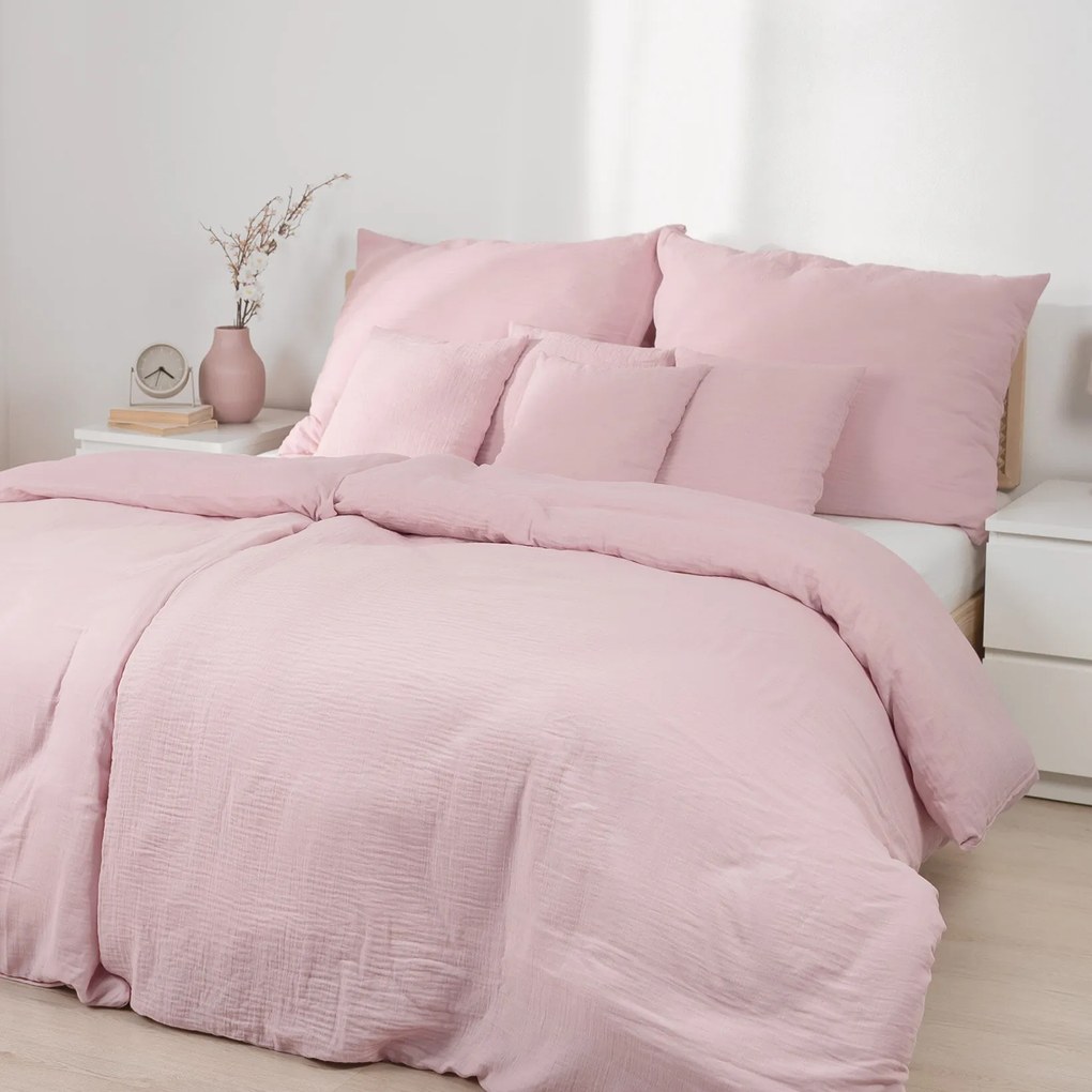Goldea muszlin ágyneműhuzat – pasztell rózsaszín 150 x 200 és 50 x 60 cm