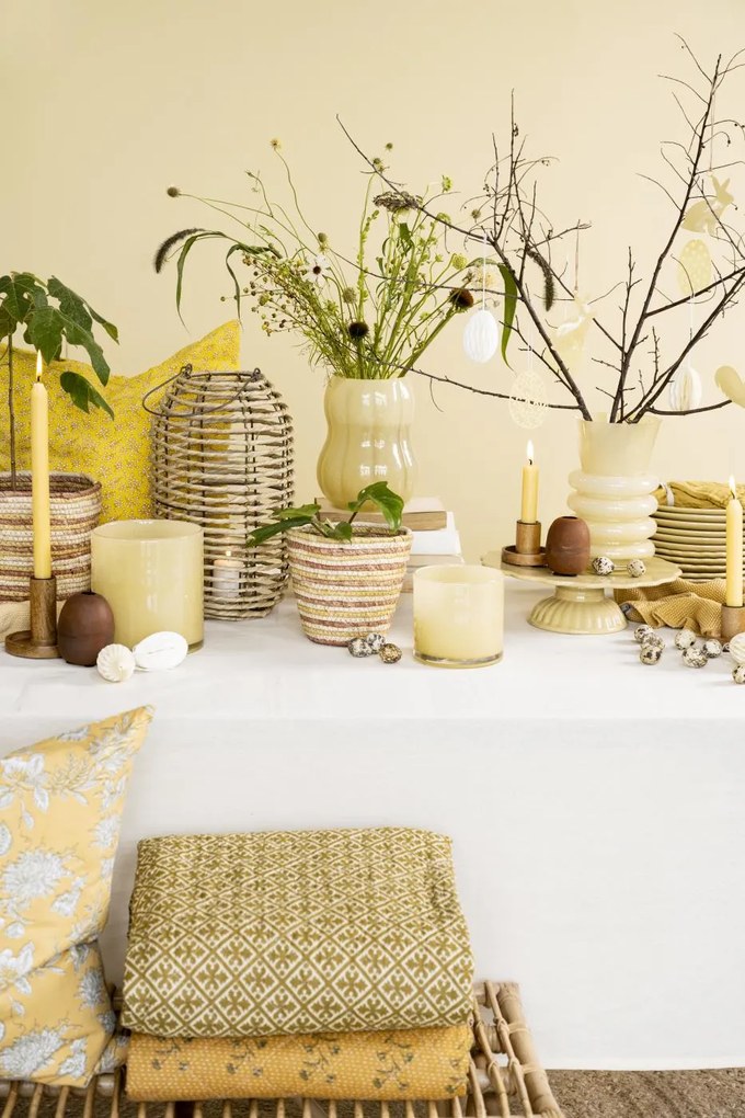 IB Laursen Üveggyertyatartó VENECIA 16 cm, sárga