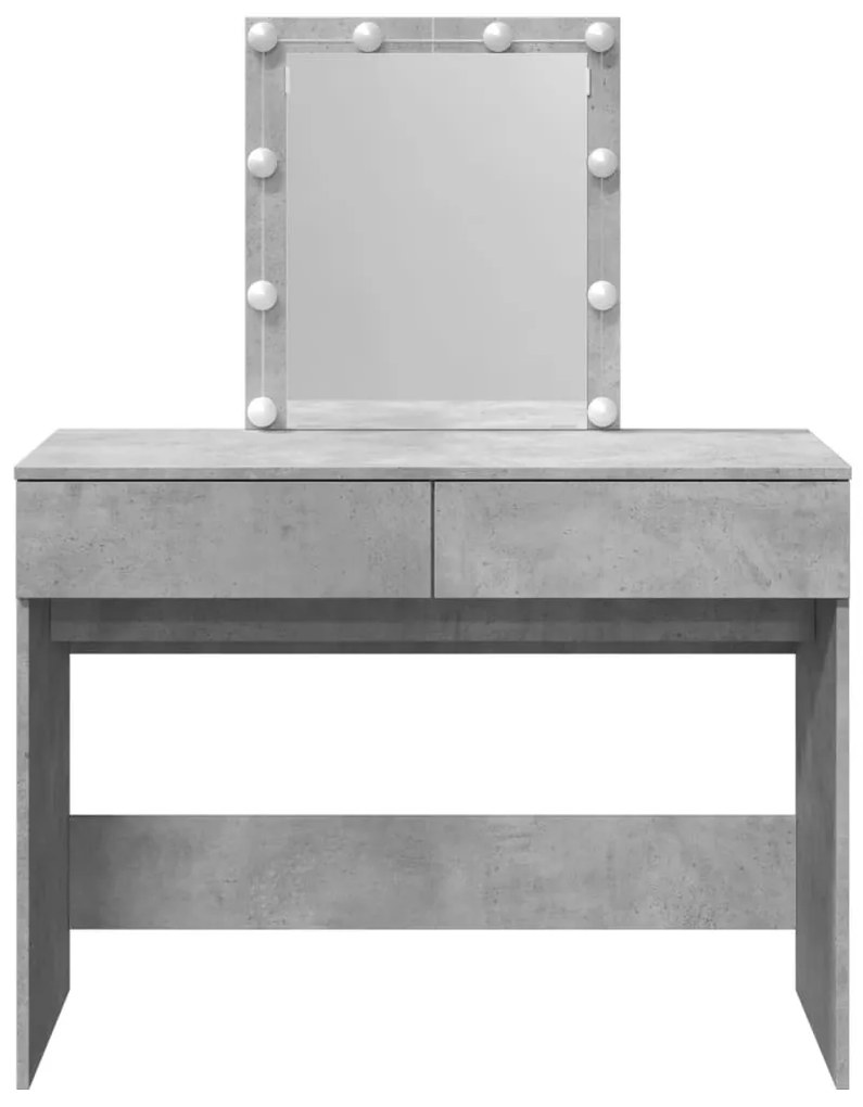 betonszürke fésülködőasztal LED-del 100 x 40 x 130 cm