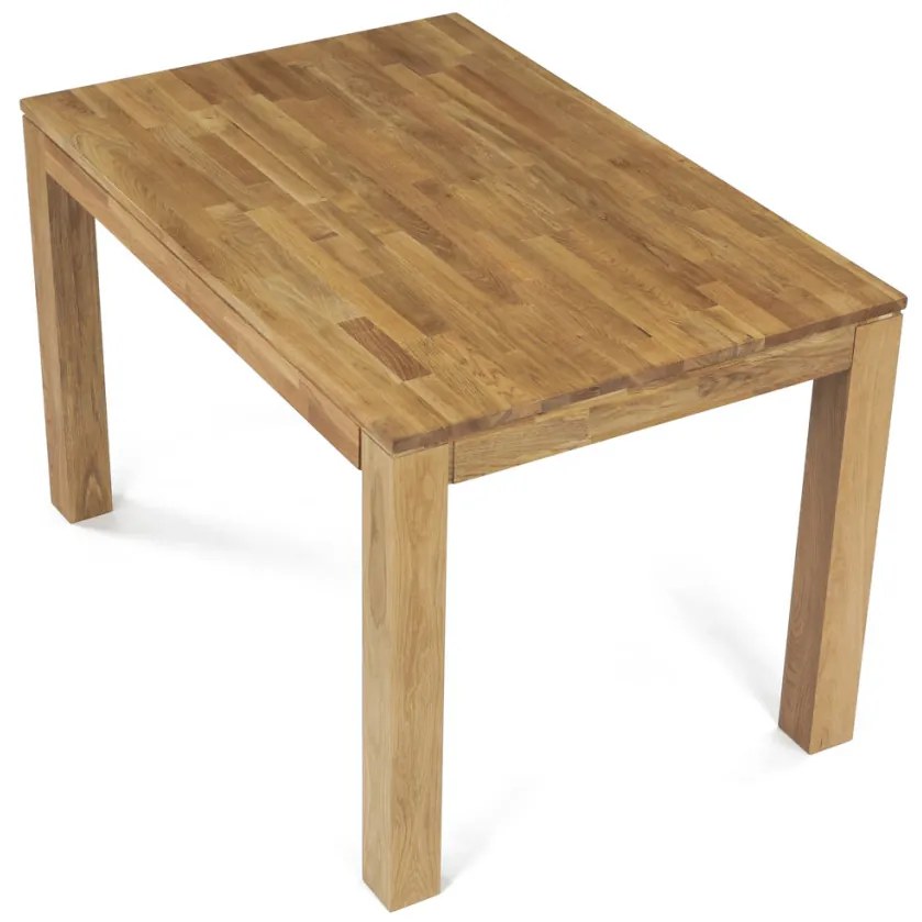 Étkezőasztal 120x80x75 cm, tömör fehér tölgy, olajos felületkezelés, 8x8 cm-es lábak