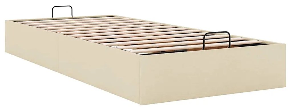 Ottomán krémszínű szövet ágykeret matrac nélkül 100x200 cm