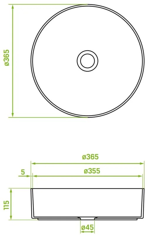 Laveo Desna, kerámia munkalap mosogató 360x360x120 mm, fekete matt, LAV-VUD_B236