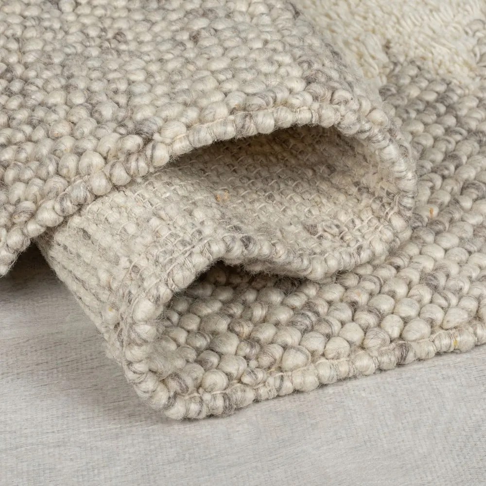 Krémszínű kézi szövésű gyapjúkeverék futószőnyeg 60x230 cm Minerals Border – Flair Rugs