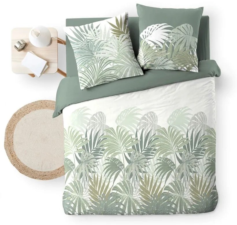 Zöld kétszemélyes-hosszabbított pamut ágyneműhuzat 240x220 cm Nymea – douceur d'intérieur