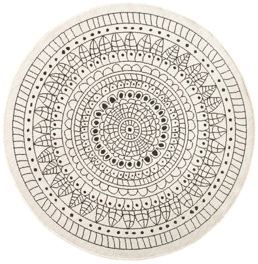 Porto fekete-krémszínű kültéri szőnyeg, ø 140 cm - NORTHRUGS