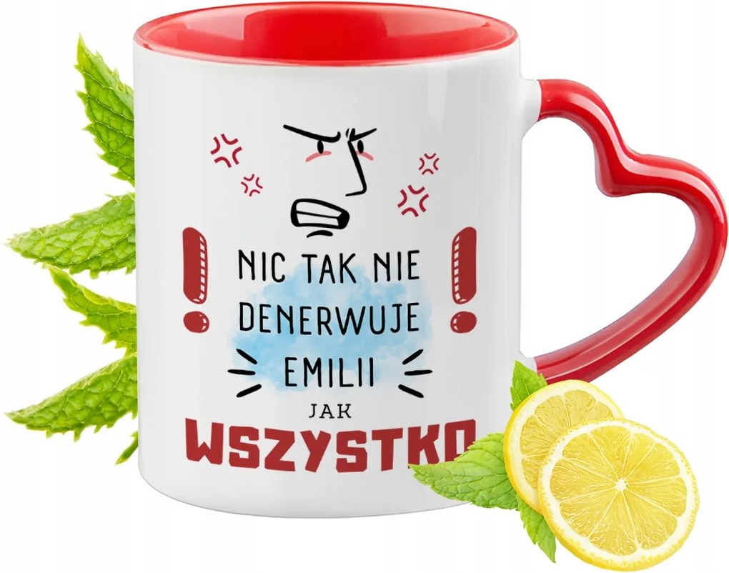 Emilia Piros bögre szív alakú füllel Ajándék