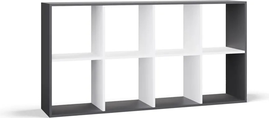 Malax 2x4 polc, 147x75x30 cm, antracit-fehér